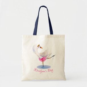 Whimsy ballerina witte zwaan kunst naam bibliothee tote bag