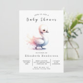 Whimsy bewerkbaar Swan-Baby shower Kaart (Staand voorkant)
