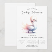 Whimsy bewerkbaar Swan-Baby shower Kaart (Voorkant / Achterkant)