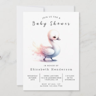 Whimsy bewerkbaar Swan-Baby shower Kaart