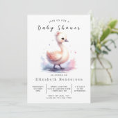 Whimsy bewerkbaar Swan-Baby shower Kaart (Staand voorkant)
