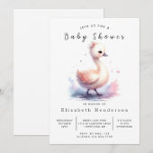 Whimsy bewerkbaar Swan-Baby shower Kaart (Voorkant / Achterkant)