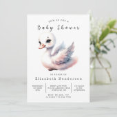 Whimsy bewerkbaar Swan-Baby shower Kaart (Staand voorkant)