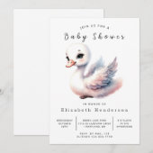 Whimsy bewerkbaar Swan-Baby shower Kaart (Voorkant / Achterkant)