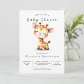Whimsy bewerkbare Giraffe Baby shower Kaart (Staand voorkant)