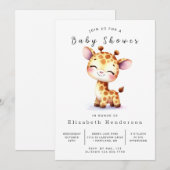 Whimsy bewerkbare Giraffe Baby shower Kaart (Voorkant / Achterkant)