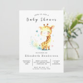 Whimsy bewerkbare Giraffe Baby shower Kaart (Staand voorkant)