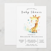 Whimsy bewerkbare Giraffe Baby shower Kaart (Voorkant / Achterkant)