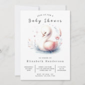 Whimsy Bewerkbare Zwaan Baby Shower Kaart (Voorkant)
