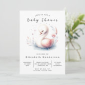 Whimsy Bewerkbare Zwaan Baby Shower Kaart (Staand voorkant)
