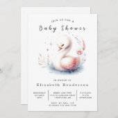 Whimsy Bewerkbare Zwaan Baby Shower Kaart (Voorkant / Achterkant)