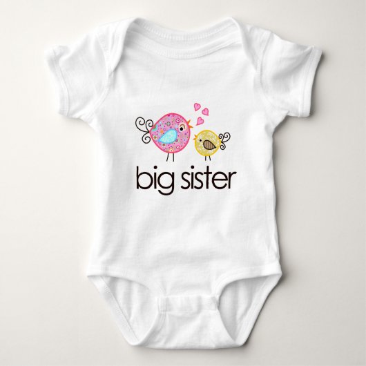 Whimsy Birds Big Sister T-shirt Aankondiging (Voorkant)