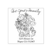 Whimsy Bloem Familienaam Retouradres Stempel (Afrduk)