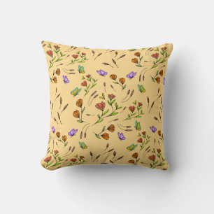 Whimsy Bloom Bloemstuk – Handgetekende Botanische Kussen