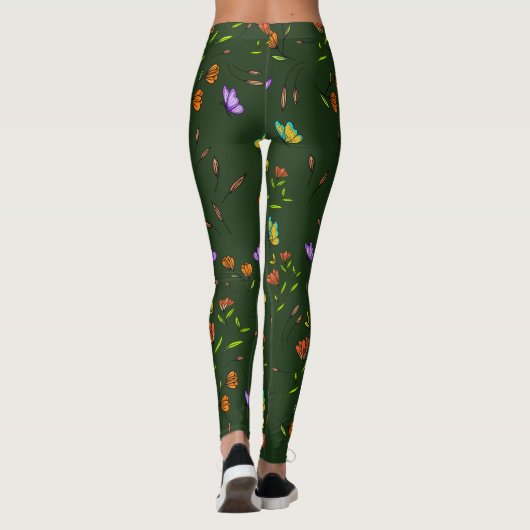 Whimsy Bloom Floral Butterfly Pattern Leggings (Achterkant)
