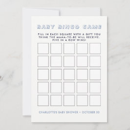 Whimsy Blue Elephant | Baby shower Bingo Game Kaart