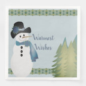 Whimsy Blue geaccentueerde sneeuwman Servet (Voorkant)