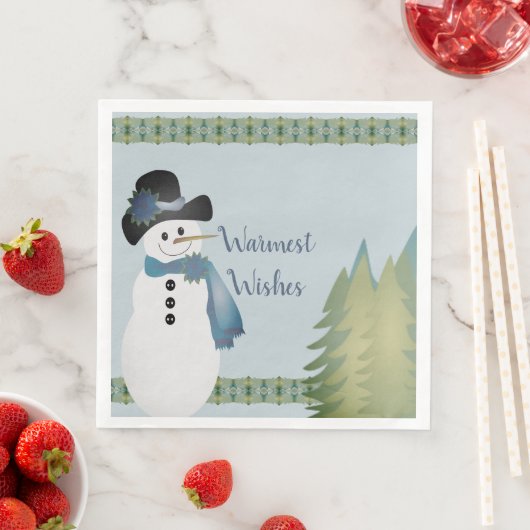 Whimsy Blue geaccentueerde sneeuwman Servet (Insitu)