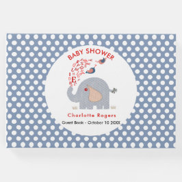 Whimsy Blue Kinder alfabet Olifant Baby Boy Shower Gastenboek