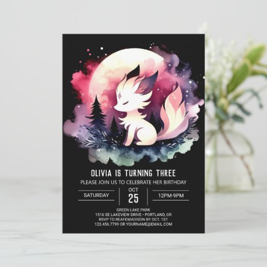 Whimsy Boho Wolf Verjaardag Kaart (Staand voorkant)