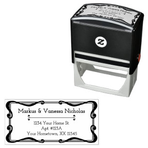 Whimsy Border Naam & 3 Line Adres Zelfinktende Stempel