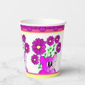 Whimsy Bright Pink Papieren Bekers (Achterkant)