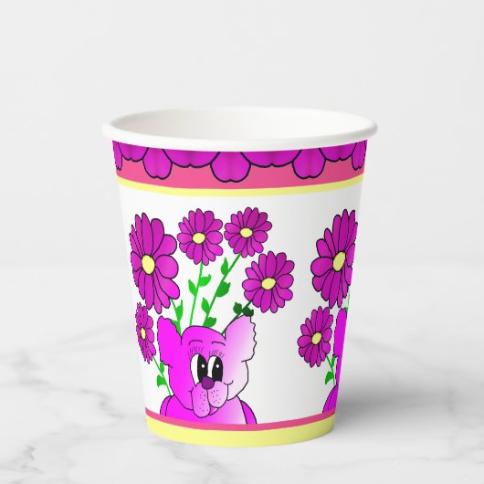 Whimsy Bright Pink Papieren Bekers (Voorkant)