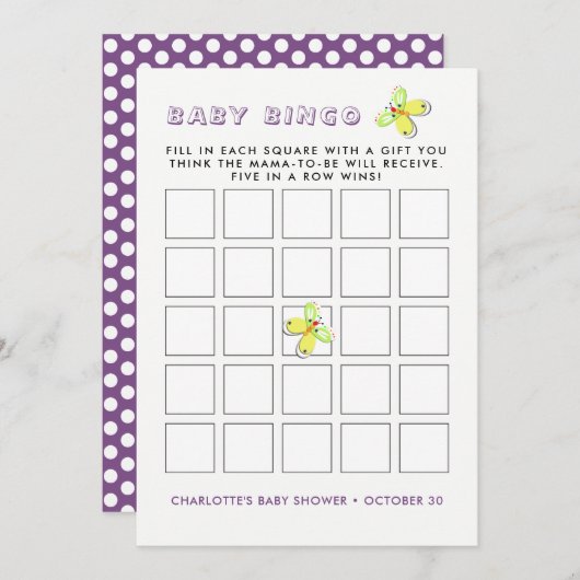 Whimsy Bunny Rabbit Baby shower Bingo Game Kaart (Voorkant / Achterkant)