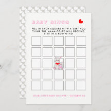 Whimsy Bunny Rabbits Baby shower Bingo Game
