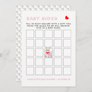 Whimsy Bunny Rabbits Baby shower Bingo Game Kaart