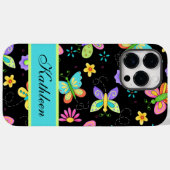 Whimsy Butterflies Black Name Persoonlijk Case-Mate iPhone Case (Achterkant (horizontaal))
