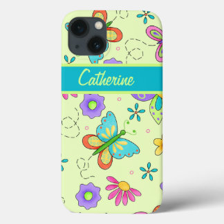 Whimsy Butterflies op de Groene Naam van de Douane iPhone 13 Hoesje