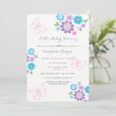 Whimsy Butterfly Flowers BBQ Achtertuin Baby showe Kaart (Staand voorkant)