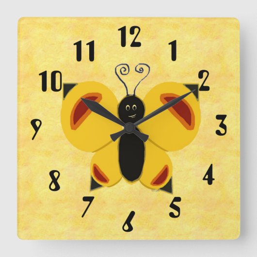 Whimsy Butterfly Vierkante Klok (Voorkant)