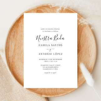 Whimsy Caligrafía Nuestra Boda | Spaanse bruiloft Kaart