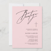 Whimsy Calligrafie Doop Roze Spaans Bautizo Kaart (Voorkant)