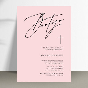 Whimsy Calligrafie Doop Roze Spaans Bautizo Kaart
