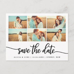 Whimsy Calligraphy Bewaar de datum Fotocollage Aankondigingskaart