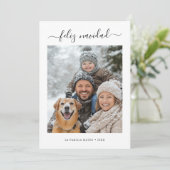 Whimsy Calligraphy Christmas Feliz Navidad Foto Feestdagenkaart (Staand voorkant)