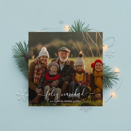 Whimsy Calligraphy Feliz Navidad Christmas Red Feestdagenkaart