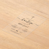 Whimsy Calligraphy Invitación de Bautizo Black Acryl Uitnodigingen (Laagn)