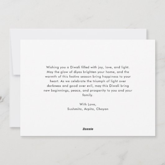 Whimsy Calligraphy Zwart Wit Happy Diwali Foto Feestdagenkaart (Achterkant)