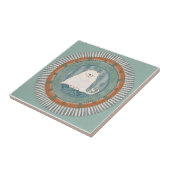 Whimsy Cat Mint Blue Terracotta Aqua Teal Tegeltje (Zijkant)