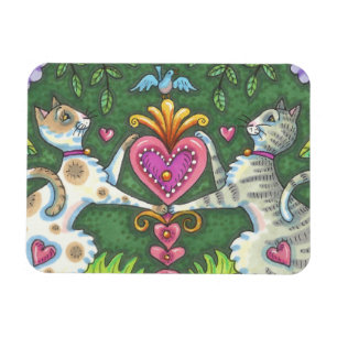 WHIMSY CATS EN BLUEBIRD VALENTIJN MAGNET MAGNEET