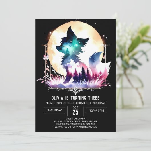 Whimsy Children Wolf Verjaardag Kaart (Staand voorkant)