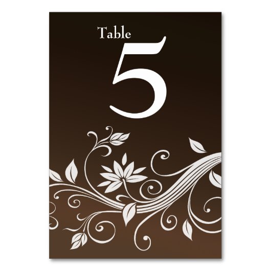 Whimsy Chocolate Brown Bloemen Tafel Nummer Kaart (Achterkant)