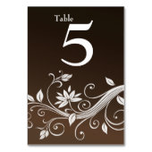 Whimsy Chocolate Brown Bloemen Tafel Nummer Kaart (Voorkant)