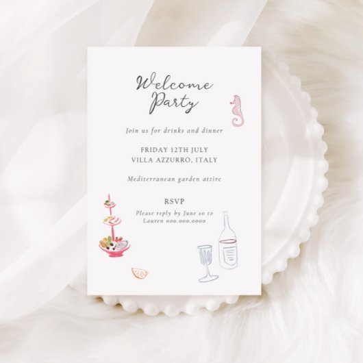 Whimsy Colorful Illustrated Wedding Details Informatiekaartje