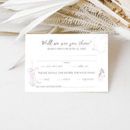 Whimsy Colorful Illustrated Wedding RSVP Kaartje