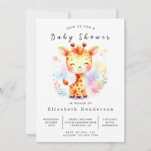 Whimsy Custom Giraffe Baby shower Kaart